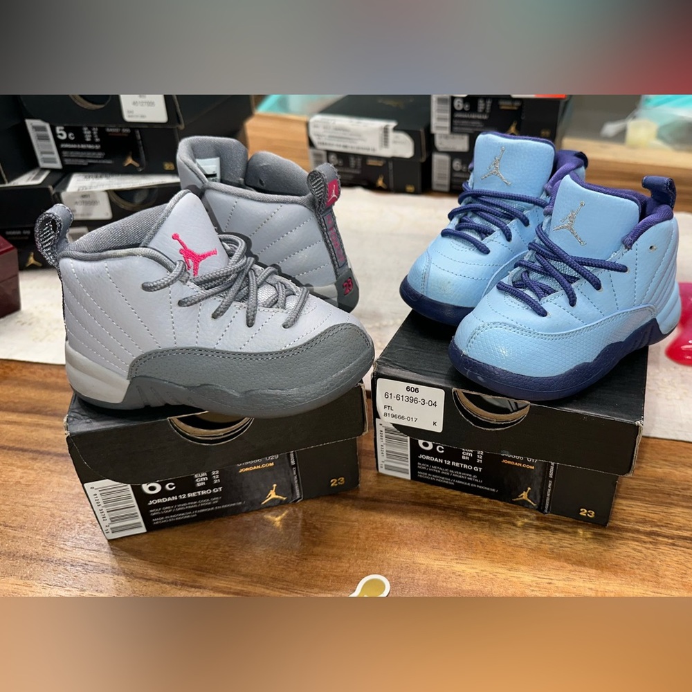 NIKE JORDAN RETRO 12 GT BABY BUNDLE SZ 6c 100% AUTHENTIC 100% LIKE NEW CONDITION